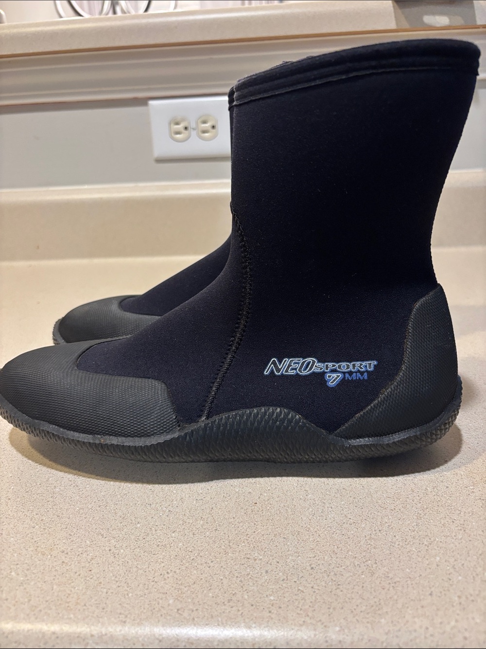 Neosport Black Neoprene Dive Boots with Side Zipper